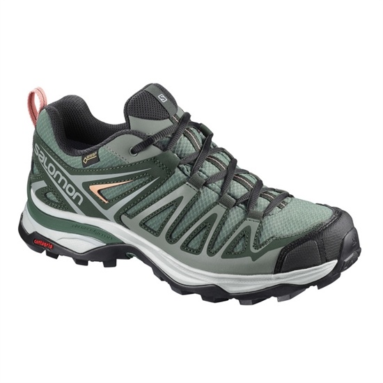 Women's Salomon X ULTRA 3 PRIME GTX W Hiking Shoes Light Green | PFLXVC-021